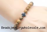 CGB8900 8mm, 10mm picture jasper & cross hematite power beads bracelets