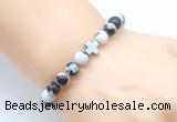 CGB8904 8mm, 10mm black & white jasper & cross hematite power beads bracelets