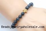 CGB8910 8mm, 10mm black labradorite & cross hematite power beads bracelets