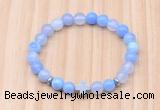 CGB8921 8mm, 10mm blue agate, cross & rondelle hematite beaded bracelets