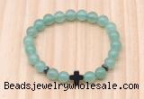 CGB8923 8mm, 10mm green aventurine, cross & rondelle hematite beaded bracelets