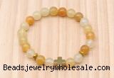 CGB8925 8mm, 10mm yellow aventurine, cross & rondelle hematite beaded bracelets