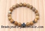 CGB8930 8mm, 10mm picture jasper, cross & rondelle hematite beaded bracelets