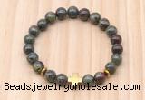 CGB8931 8mm, 10mm dragon blood jasper, cross & rondelle hematite beaded bracelets