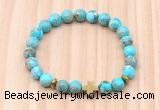 CGB8932 8mm, 10mm blue sea sediment jasper, cross & rondelle hematite beaded bracelets