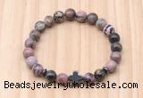 CGB8936 8mm, 10mm rhodonite, cross & rondelle hematite beaded bracelets