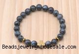 CGB8940 8mm, 10mm black labradorite, cross & rondelle hematite beaded bracelets