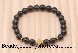 CGB8943 8mm, 10mm smoky quartz, cross & rondelle hematite beaded bracelets