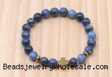 CGB8945 8mm, 10mm sodalite, cross & rondelle hematite beaded bracelets