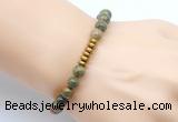 CGB8977 8mm, 10mm unakite & rondelle hematite beaded bracelets