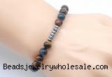 CGB8978 8mm, 10mm colorful tiger eye & rondelle hematite beaded bracelets