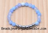 CGB8981 8mm, 10mm blue agate & drum hematite beaded bracelets