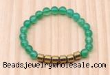 CGB8982 8mm, 10mm green agate & drum hematite beaded bracelets