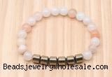 CGB8984 8mm, 10mm pink aventurine & drum hematite beaded bracelets