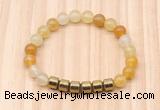 CGB8985 8mm, 10mm yellow aventurine & drum hematite beaded bracelets