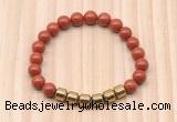 CGB8987 8mm, 10mm red jasper & drum hematite beaded bracelets