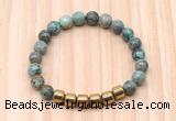 CGB8997 8mm, 10mm African turquoise & drum hematite beaded bracelets