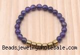 CGB9004 8mm, 10mm amethyst & drum hematite beaded bracelets