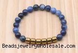 CGB9005 8mm, 10mm sodalite & drum hematite beaded bracelets