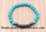 CGB9006 8mm, 10mm turquoise & drum hematite beaded bracelets