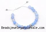 CGB9021 8mm, 10mm blue agate & drum hematite adjustable bracelets