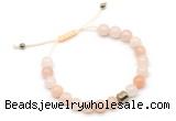 CGB9024 8mm, 10mm pink aventurine & drum hematite adjustable bracelets