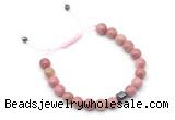 CGB9026 8mm, 10mm pink wooden jasper & drum hematite adjustable bracelets