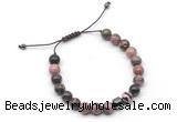 CGB9036 8mm, 10mm rhodonite & drum hematite adjustable bracelets