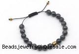 CGB9040 8mm, 10mm black labradorite & drum hematite adjustable bracelets