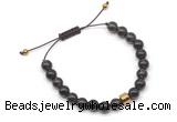 CGB9043 8mm, 10mm smoky quartz & drum hematite adjustable bracelets