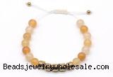 CGB9065 8mm, 10mm yellow aventurine & drum hematite adjustable bracelets