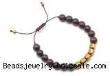 CGB9068 8mm, 10mm brecciated jasper & drum hematite adjustable bracelets