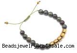 CGB9071 8mm, 10mm dragon blood jasper & drum hematite adjustable bracelets