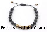 CGB9081 8mm, 10mm golden obsidian & drum hematite adjustable bracelets