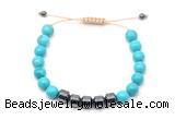 CGB9086 8mm, 10mm turquoise & drum hematite adjustable bracelets