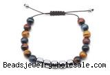 CGB9088 8mm, 10mm colorful tiger eye & drum hematite adjustable bracelets