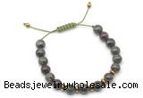 CGB9111 8mm, 10mm dragon blood jasper & rondelle hematite adjustable bracelets