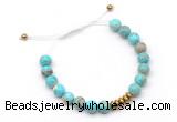 CGB9112 8mm, 10mm blue sea sediment jasper & rondelle hematite adjustable bracelets