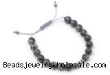 CGB9118 8mm, 10mm grey opal & rondelle hematite adjustable bracelets