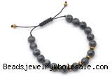 CGB9120 8mm, 10mm black labradorite & rondelle hematite adjustable bracelets