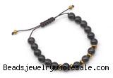 CGB9123 8mm, 10mm smoky quartz & rondelle hematite adjustable bracelets