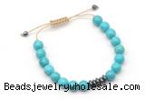 CGB9126 8mm, 10mm turquoise & rondelle hematite adjustable bracelets