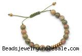 CGB9127 8mm, 10mm unakite & rondelle hematite adjustable bracelets