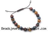 CGB9128 8mm, 10mm colorful tiger eye & rondelle hematite adjustable bracelets