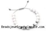 CGB9130 8mm, 10mm white howlite & rondelle hematite adjustable bracelets