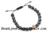 CGB9160 8mm, 10mm black labradorite & cross hematite adjustable bracelets