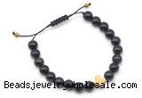 CGB9161 8mm, 10mm golden obsidian & cross hematite adjustable bracelets