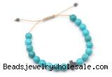 CGB9166 8mm, 10mm turquoise & cross hematite adjustable bracelets