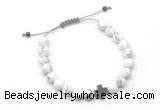 CGB9169 8mm, 10mm white howlite & cross hematite adjustable bracelets