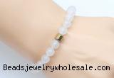 CGB9235 8mm, 10mm white jade & drum hematite power beads bracelets